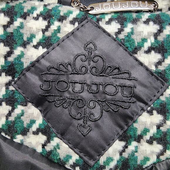 NEW Jou Jou Coat Womens M Green Black Houndstooth Wool Blend Double Breasted - Picture 8 of 16